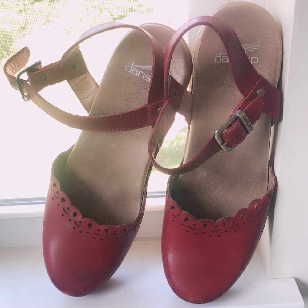 Dansko red clog sandals